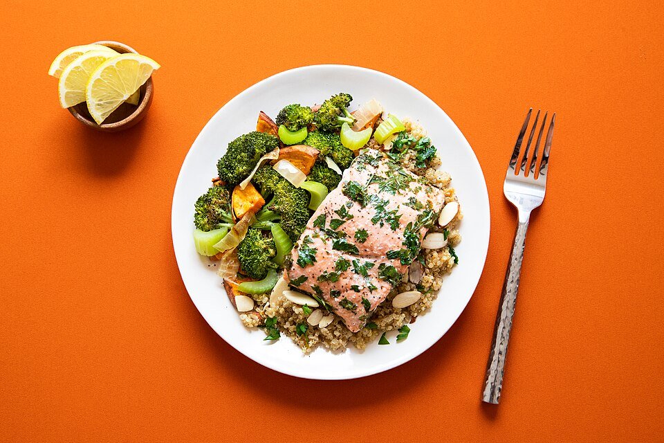Salmon + Veggies — illustrative reference photograph